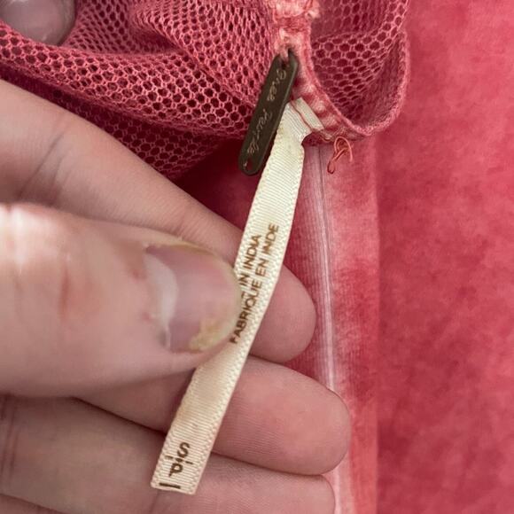 Free People Pink Mesh Beaded Boho Butterfly V Neck Mini Dress Size Small - Picture 5 of 5